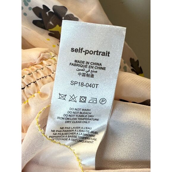 Self Portrait Women's SP18-040T Size 2 Pink Graphic Floral Print Blouse Top - Picture 9 of 10